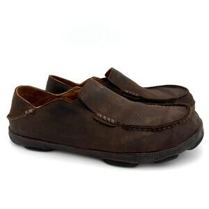 Olukai Men's Brown Leather Moloa Slip On Shoes Size 11